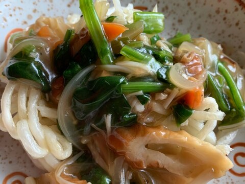 ノンフライヤーでパリパリうどんとお野菜のあんかけ♪